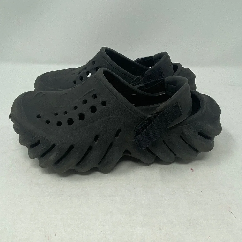 Crocs Echo Clog Black Sporty Streetwear Sandals C12 Kids 207937-001